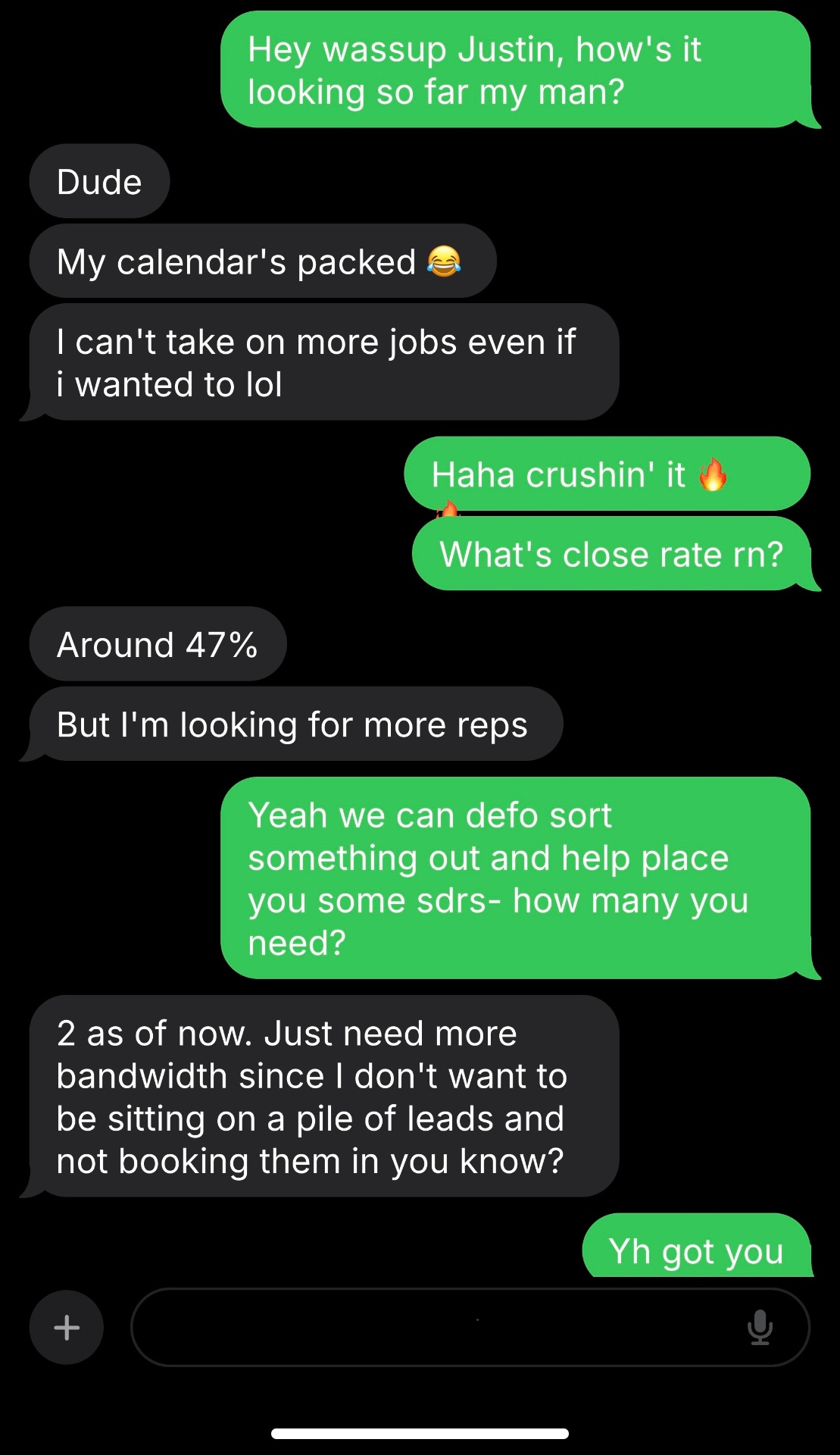 Justin's results screenshot